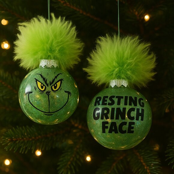 Christmas Ornament - Resting Grinch Face - Picture 1 of 3